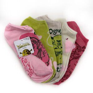Shrek Womens No Show Socks Princess Fiona Donkey Dragon Hearts Love Pink Green